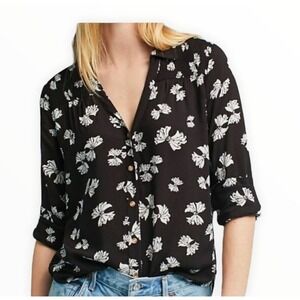Anthropologie Maeve Black White Bow Print Blouse US 4 Coquette Dark Academia